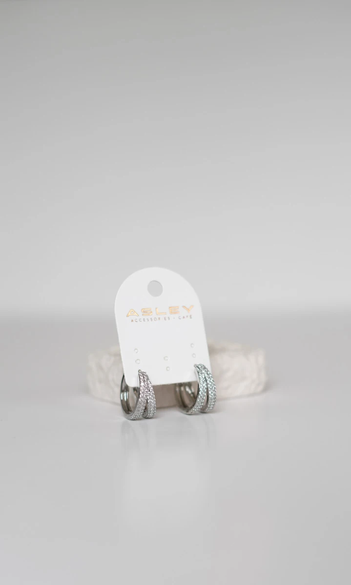 Sıra Taşlı İkili Görünüm Halka Küpe