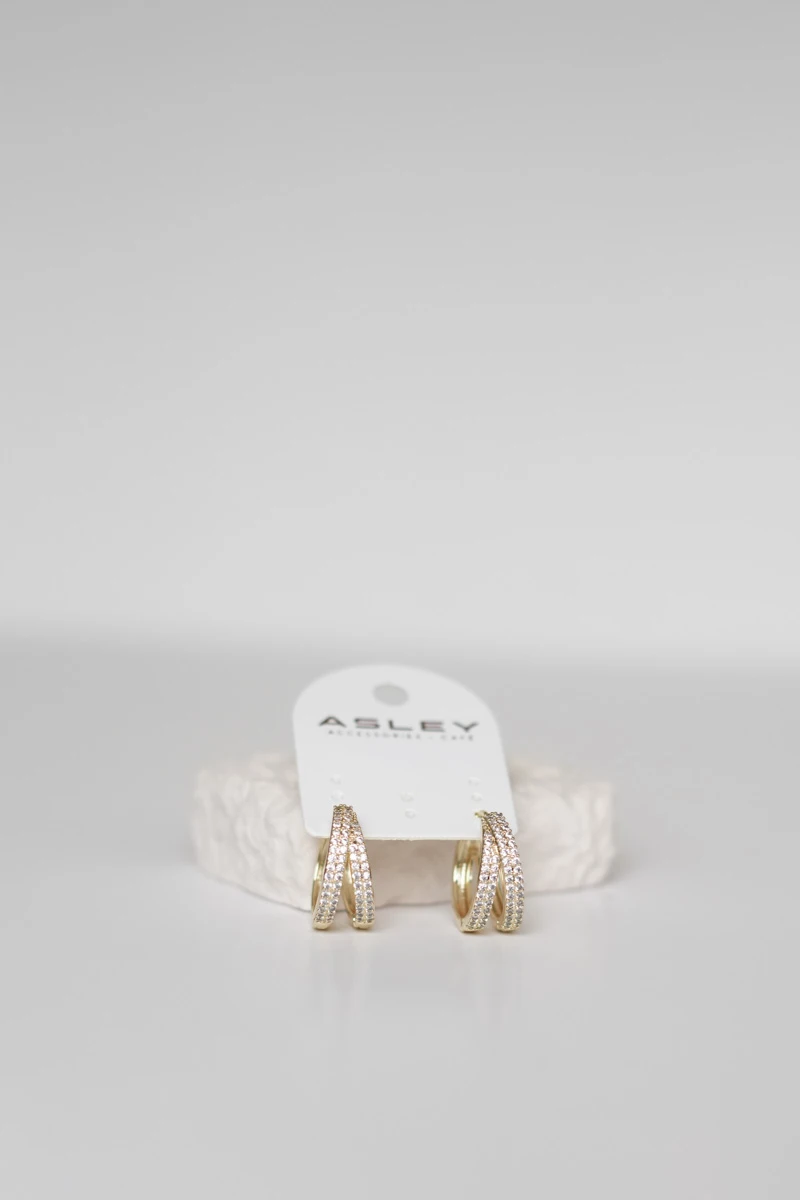 Sıra Taşlı İkili Görünüm Halka Küpe