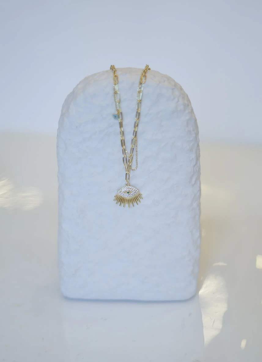 Taşlı Göz Detaylı Tasarım Kolye