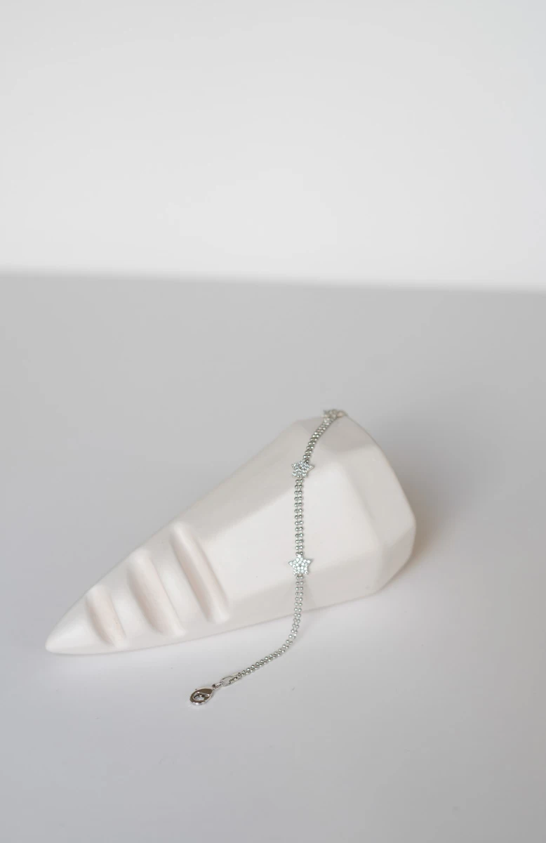 Taşlı Yıldız Detaylı Topçuk Zincir Tasarım Bileklik