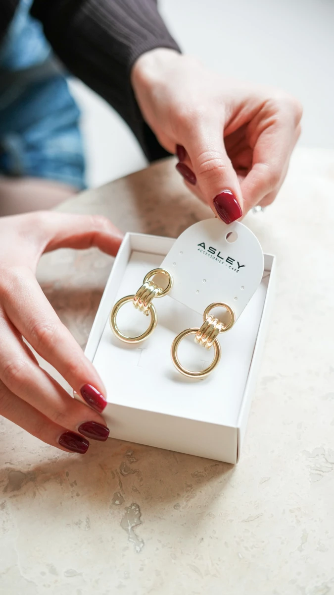 İkili Halka Birleşimli Metal Küpe