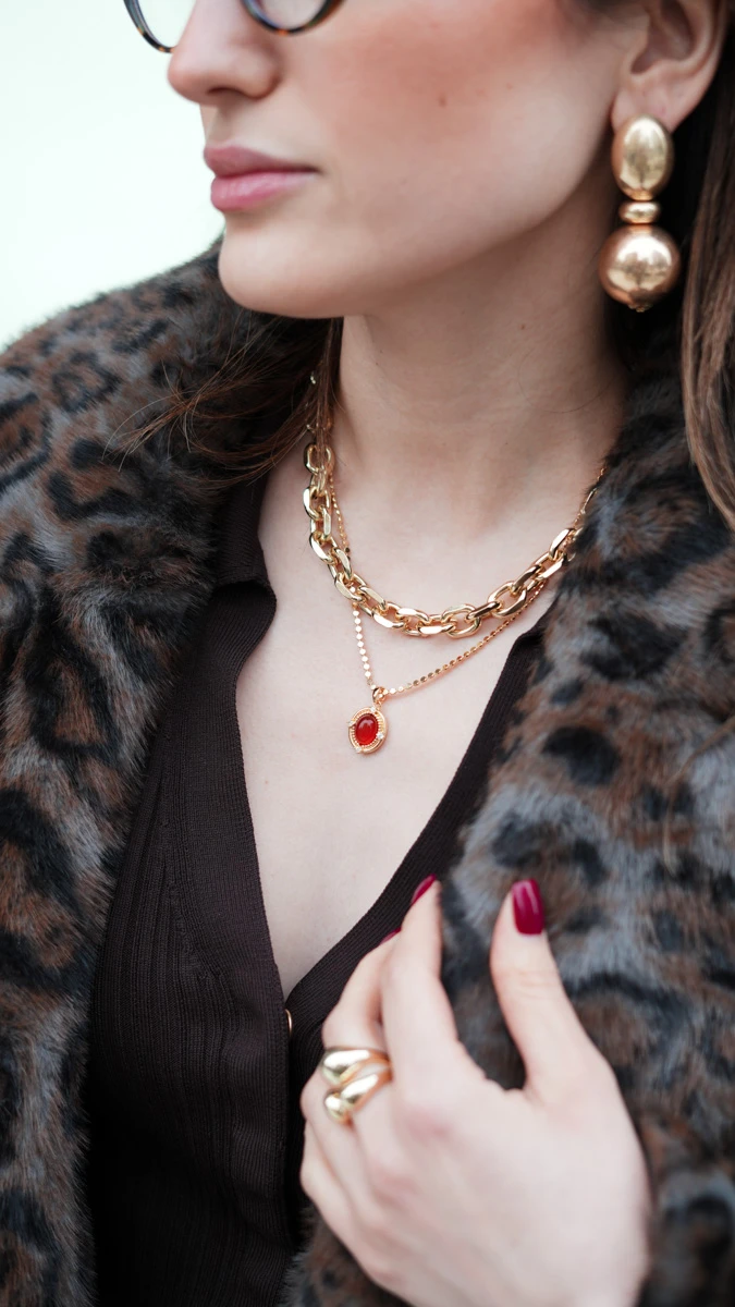 Oval Halka Birleşimli Kalın Kolye