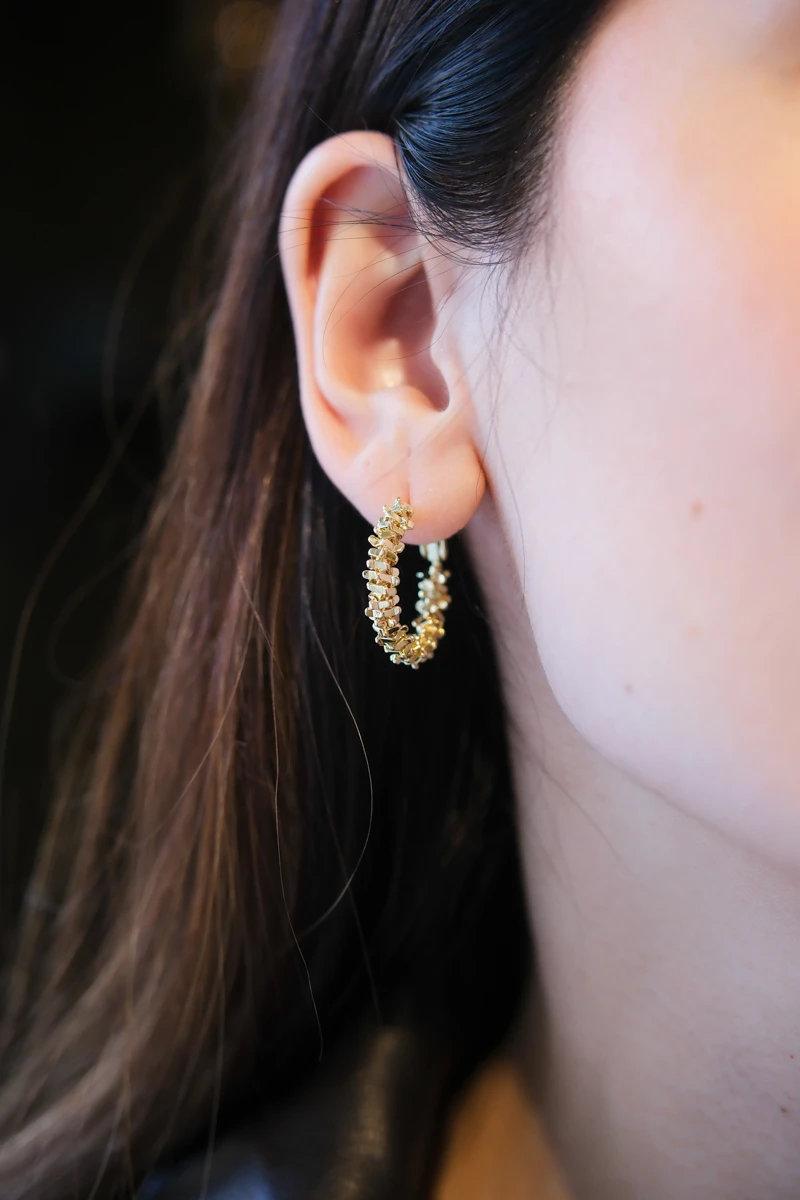 Küçük Boy Kırık Metal Halka Küpe