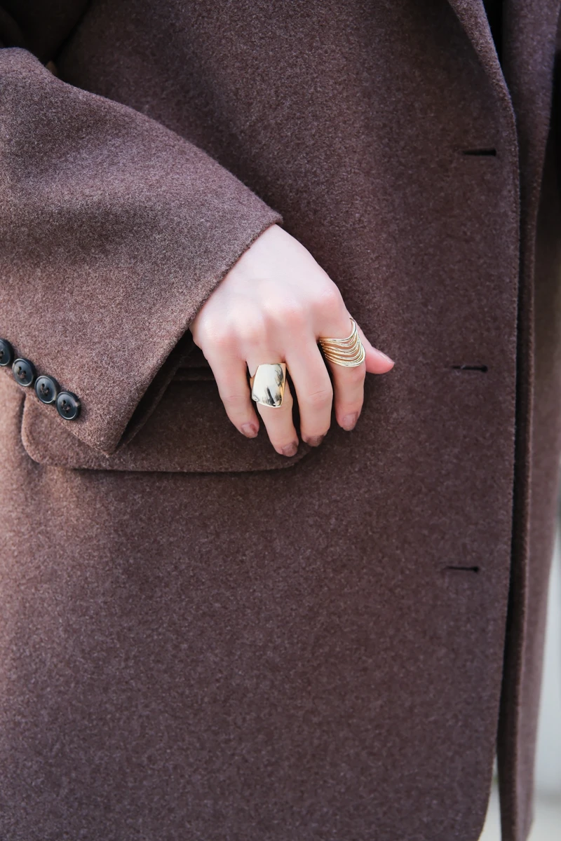 Çukurlu Plaka Tasarım Gold Yüzük 