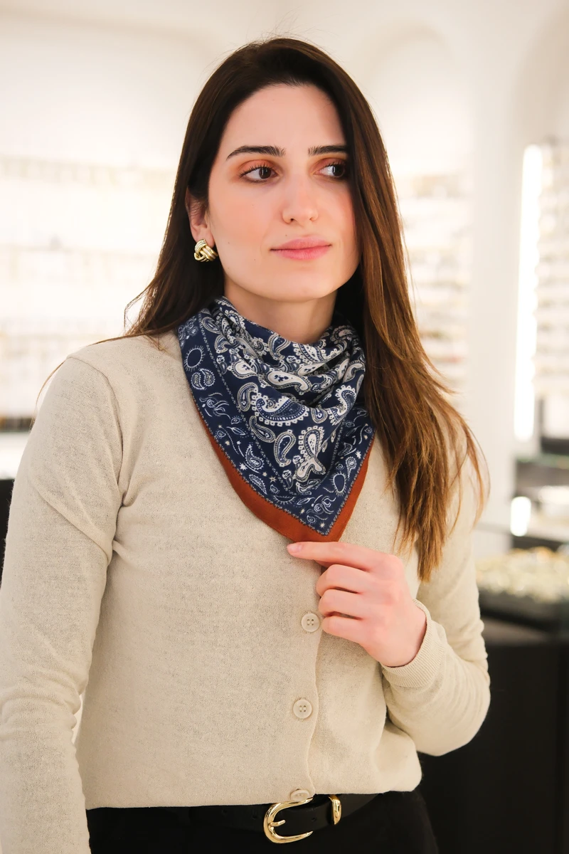 Etnik Desenli Kare Kaşmir Fular (70*70)