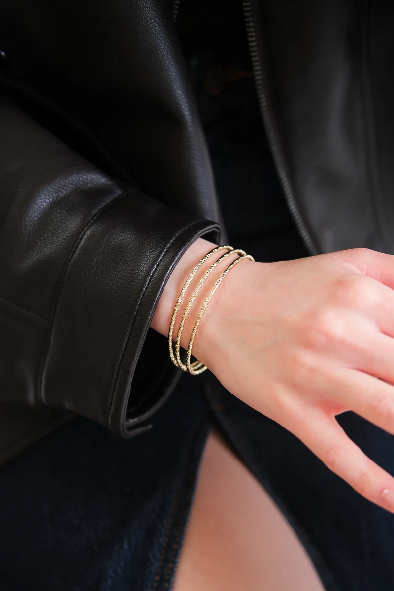 Desenli İnce Üçlü Bilezik Seti